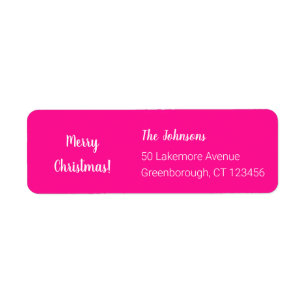 Modern Hot Pink Merry Christmas Return Address Label