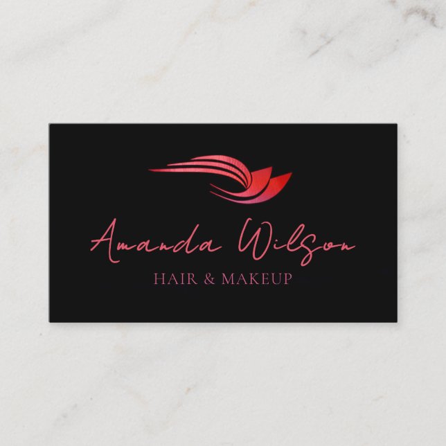 Modern Hot Pink Metallic Abstract  Business Card (Front)