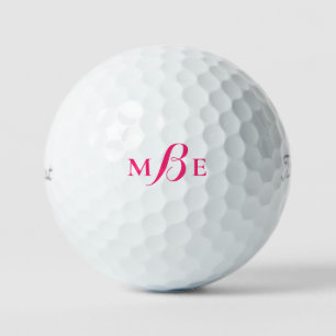 Modern Hot Pink Monogram Titleist Pro VI Golf Balls