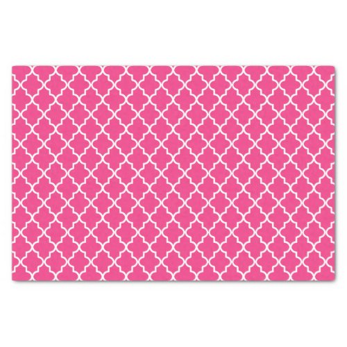 Modern Hot Pink Moroccan Quatrefoil Tissue Paper