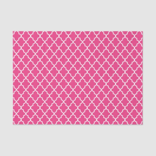 Modern Hot Pink Moroccan Quatrefoil Tissue Paper (Front)