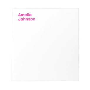 Modern Hot Pink Name Minimalist Professional Notepad