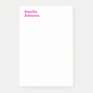 Modern Hot Pink Name Minimalist Professional Post-it Notes