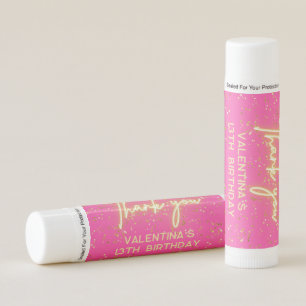 Modern Hot Pink Neon Glowing Birthday Thank You Lip Balm