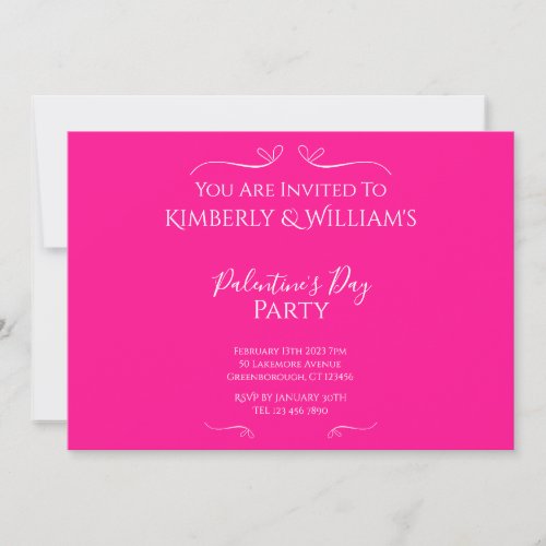 Modern Hot Pink Palentines Day Party Invitation