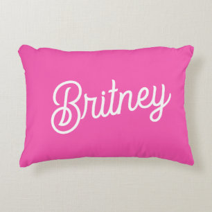 Modern Hot Pink  Personalized Monogram and Name  Accent Pillow