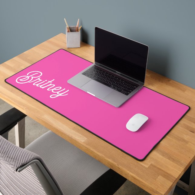 Modern Hot Pink  Personalized Monogram and Name  Desk Mat (Office 2)