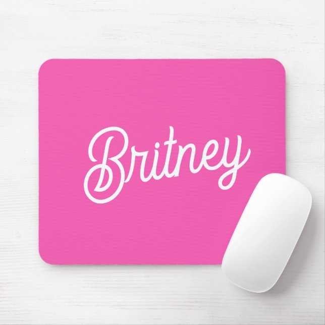 Modern Hot Pink  Personalized Monogram and Name  Mouse Pad (With Mouse)