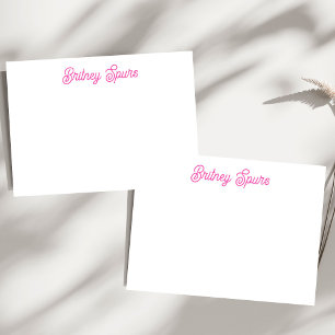 Modern Hot Pink Personalized Monogram and Name Note Card