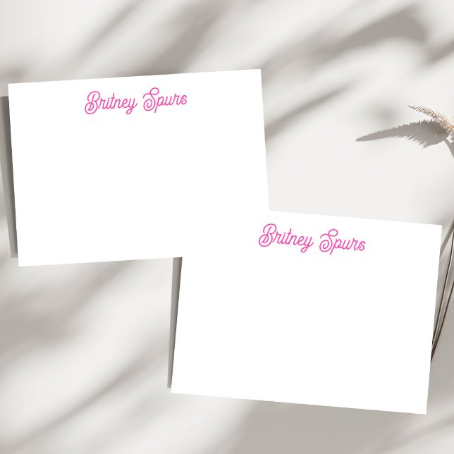 Modern Hot Pink  Personalized Monogram and Name  Note Card (Creator Uploaded)