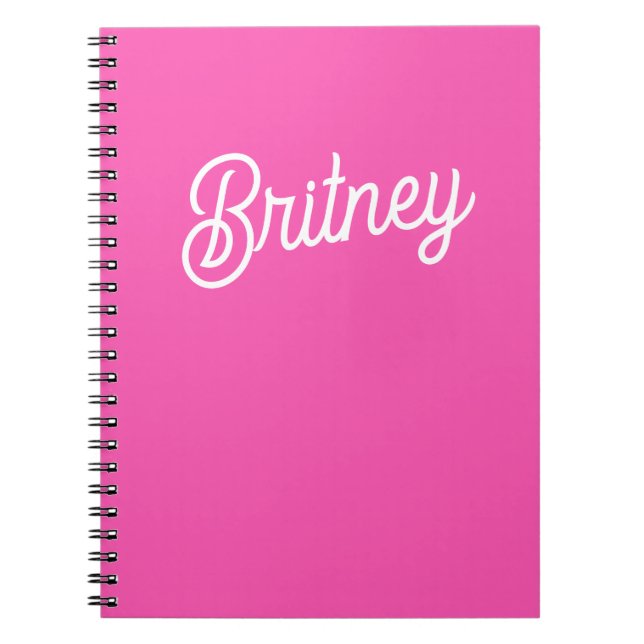 Modern Hot Pink  Personalized Monogram and Name  Notebook (Front)