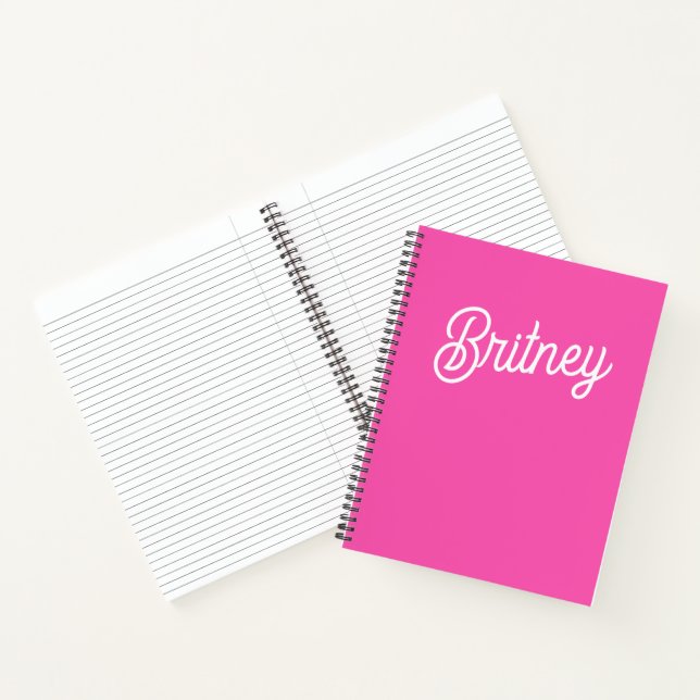 Modern Hot Pink  Personalized Monogram and Name  Notebook (Inside)