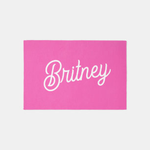 Modern Hot Pink Personalized Monogram and Name Outdoor Rug