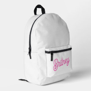Modern Hot Pink Personalized Monogram and Name Printed Backpack
