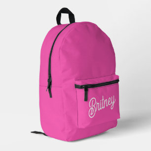 Modern Hot Pink  Personalized Monogram and Name  Printed Backpack