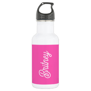 Modern Hot Pink Personalized Monogram and Name Stainless Steel Water Bottle