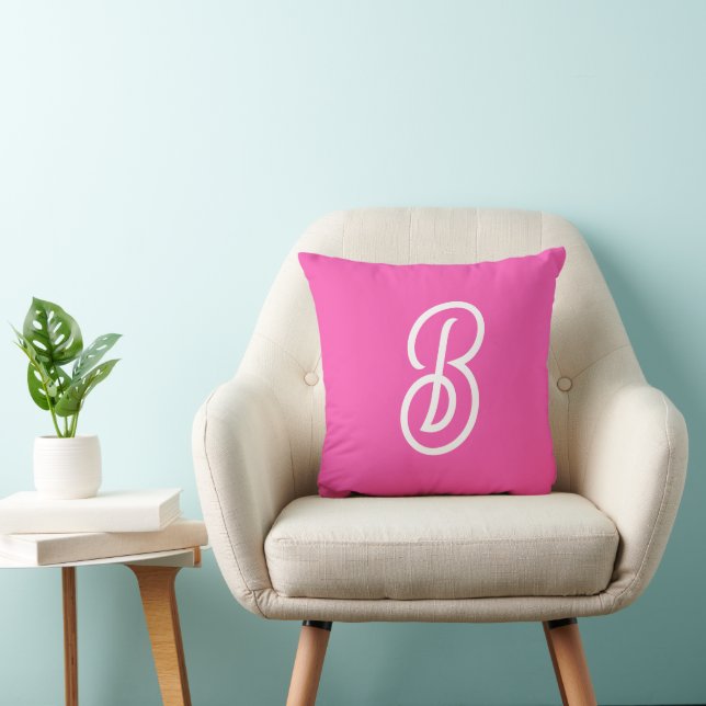 Modern Hot Pink  Personalized Monogram and Name  Throw Pillow (Chair)