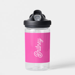 Modern Hot Pink Personalized Monogram and Name Water Bottle