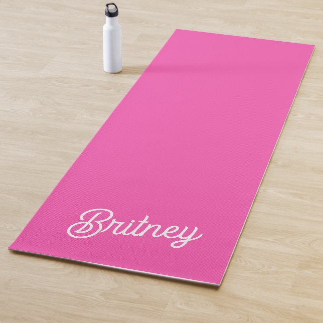 Modern Hot Pink Personalized Monogram and Name Yoga Mat (In Situ)