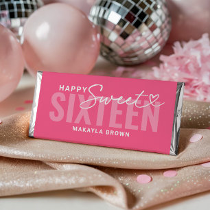 Modern Hot Pink Personalized Sweet 16 Birthday Hershey Bar Favors