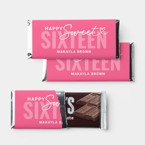 Modern Hot Pink Personalized Sweet 16 Birthday Hershey Bar Favors