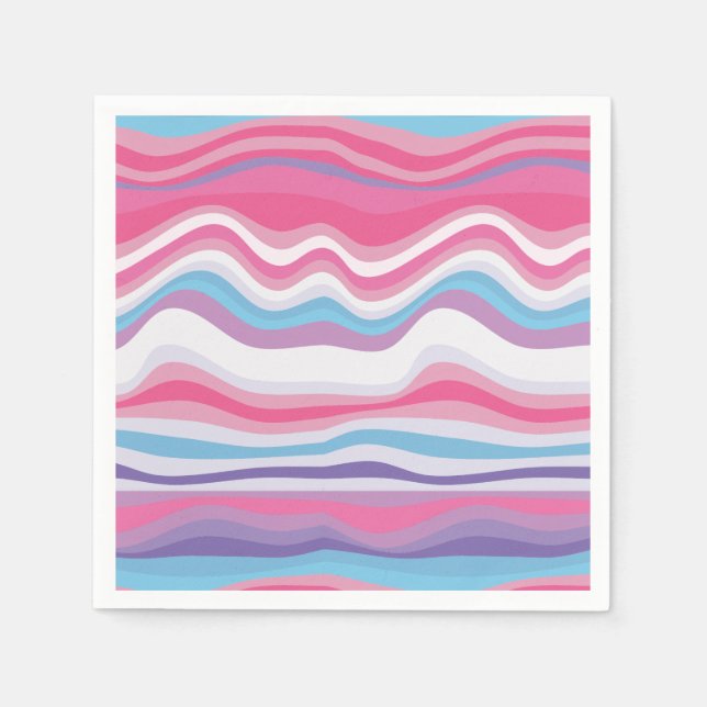 Modern Hot Pink Purple Blue Wavy Pattern Napkins (Front)