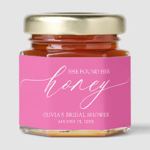 Modern Hot Pink She Found Her Honey Bridal Shower Jar Favors