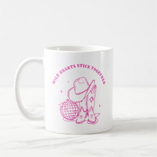Modern Hot Pink Western Disco Best Friends Quote Coffee Mug