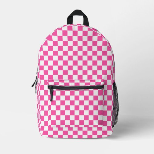 Modern Hot Pink White Checkered   Printed Backpack
