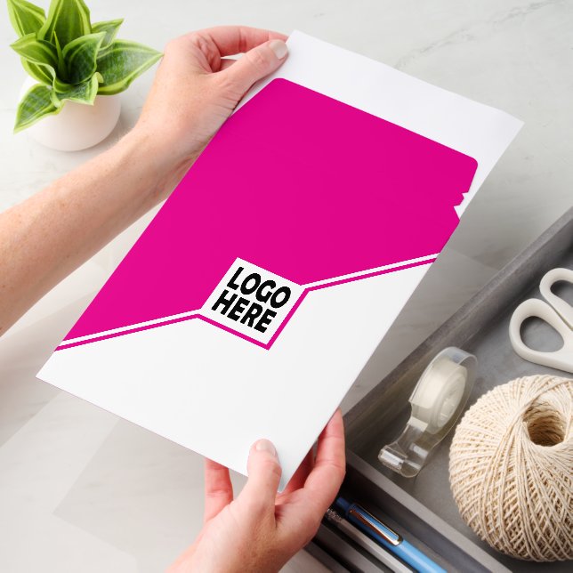 Modern hot pink, white custom logo business envelope mailers (Desk)