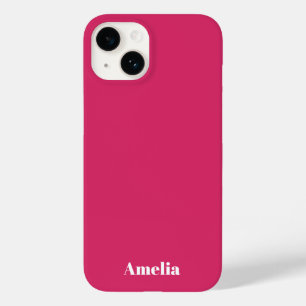 Modern hot pink white script Personalized Name Case-Mate iPhone 14 Case