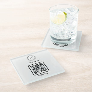 Modern Hotel Name & Business Logo Wifi Password Glass Coaster