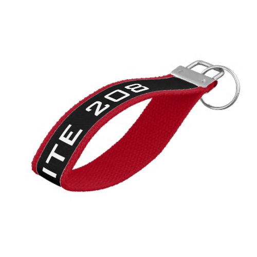 Modern hotel suite number red grosgrain ribbon wrist keychain