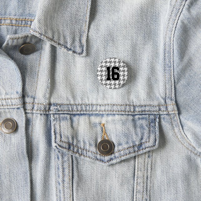 Modern Houndstooth Dots Sports Team Player NUMBER Button (In Situ)