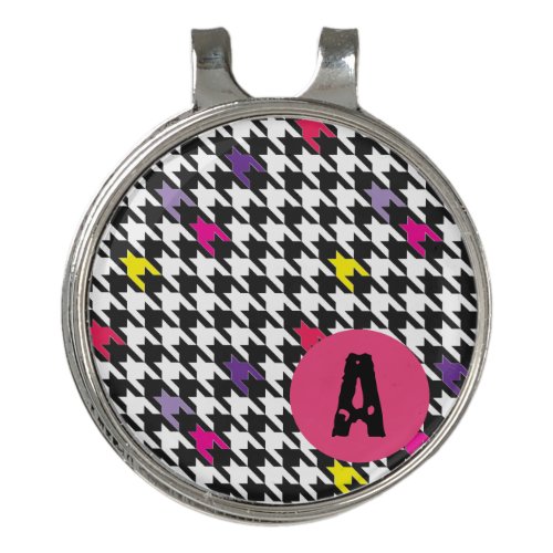 Modern Houndstooth Pattern Pink Purple Yellow Golf Hat Clip