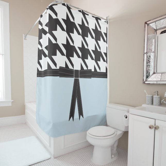 Modern Houndstooth Shower Curtain (In Situ)