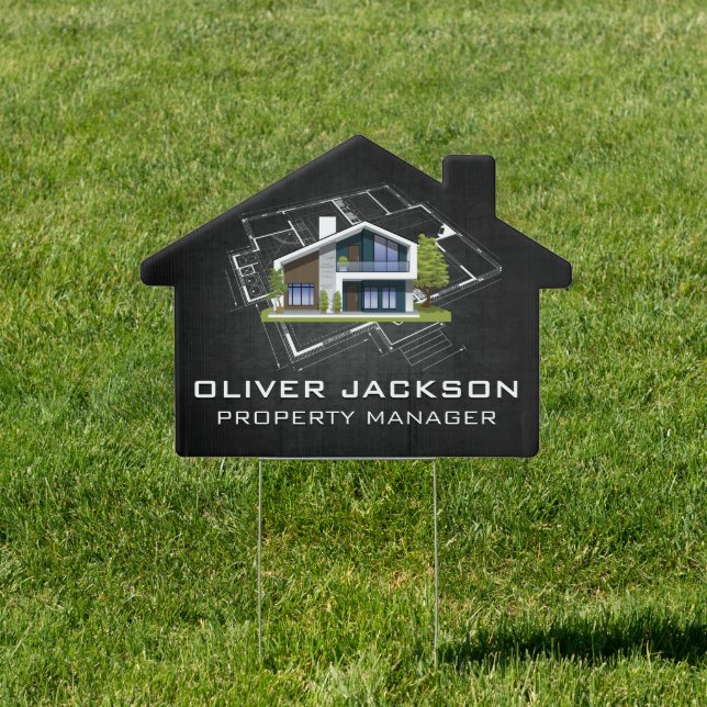 Modern House | Blueprint Top View Sign (Insitu)