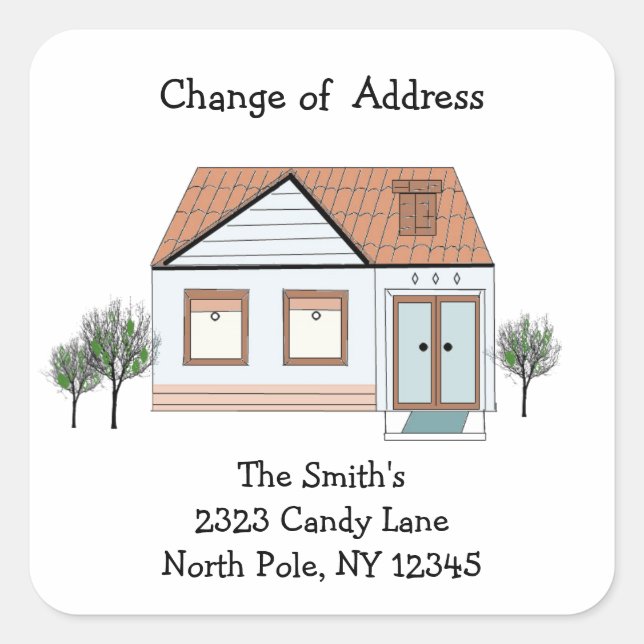 Modern House Change of Address Square Sticker (Front)
