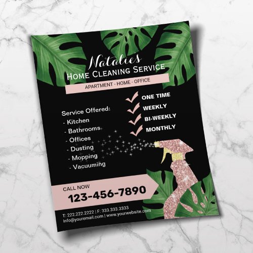 Modern House Cleaning Maid Service Botanical  Flyer