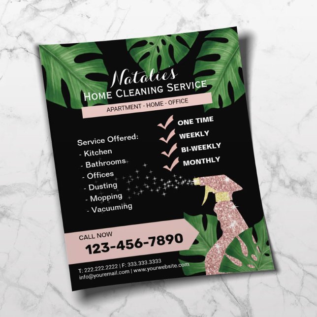 Modern House Cleaning Maid Service Botanical  Flyer (Creator Uploaded)