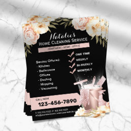 Modern House Cleaning Maid Service Classy Floral Flyer