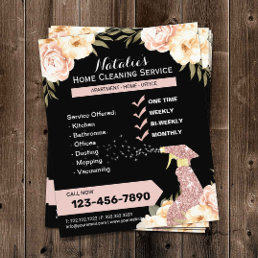 Modern House Cleaning Maid Service Elegant Floral Flyer