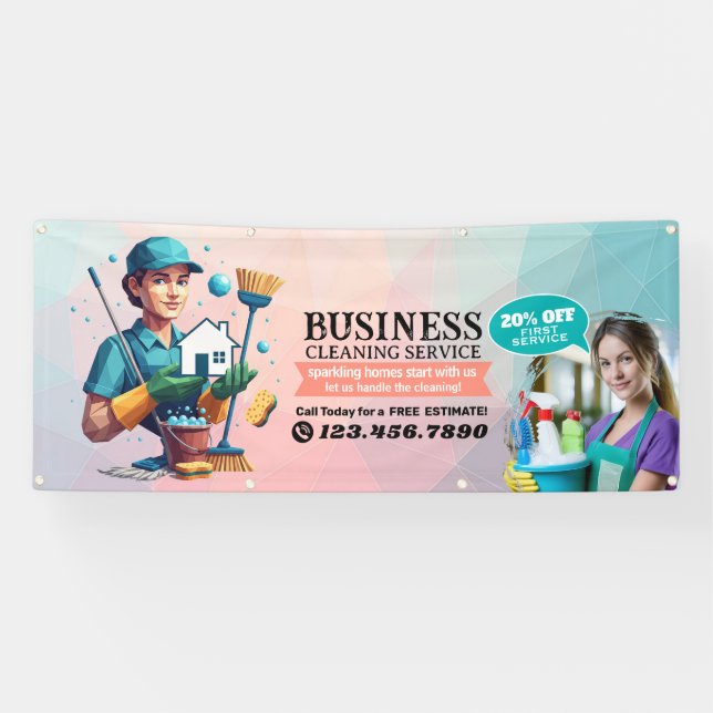 Modern House Cleaning Maid Service Housekeeping Banner (Horizontal)
