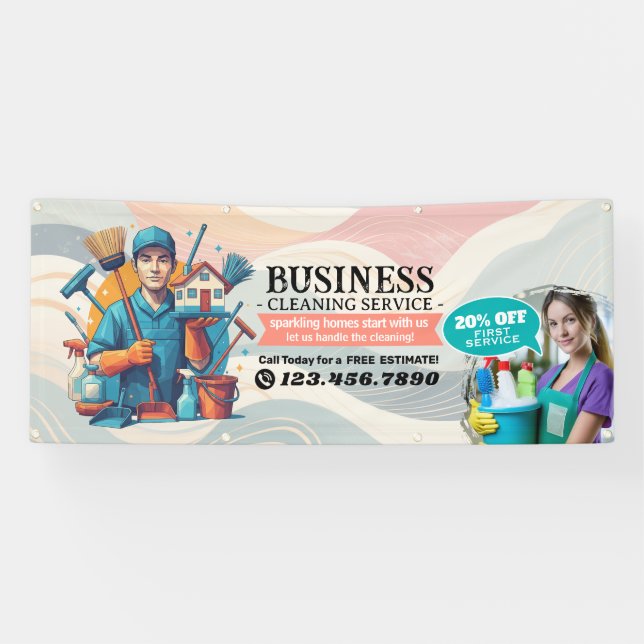 Modern House Cleaning Maid Service Housekeeping Banner (Horizontal)