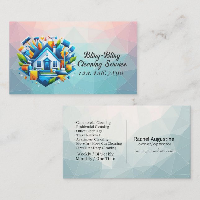 Modern House Cleaning Maid Service Housekeeping Business Card (Front/Back)