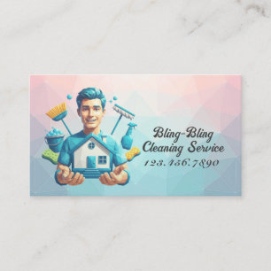 Modern House Cleaning Maid Service Housekeeping Business Card