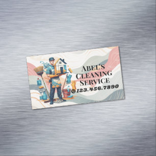 Modern House Cleaning Maid Service Housekeeping Business Card Magnet