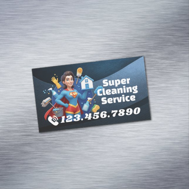 Modern House Cleaning Maid Service Housekeeping Business Card Magnet (In Situ)