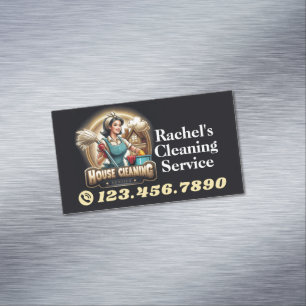 Modern House Cleaning Maid Service Housekeeping Business Card Magnet