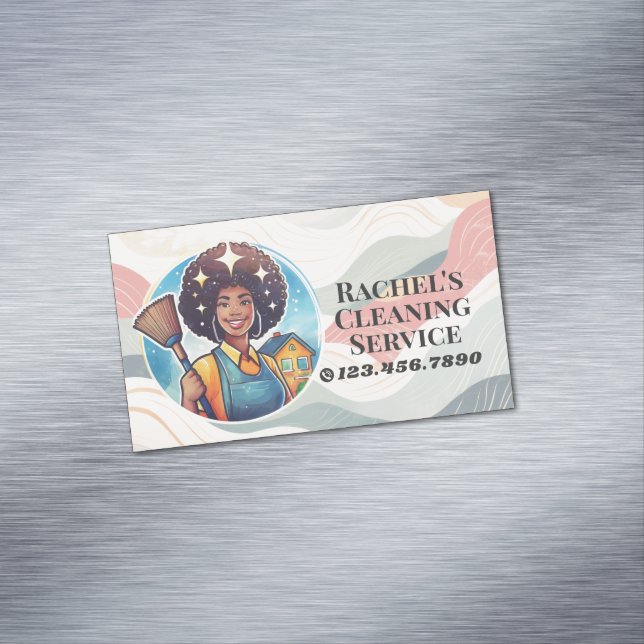Modern House Cleaning Maid Service Housekeeping Business Card Magnet (In Situ)